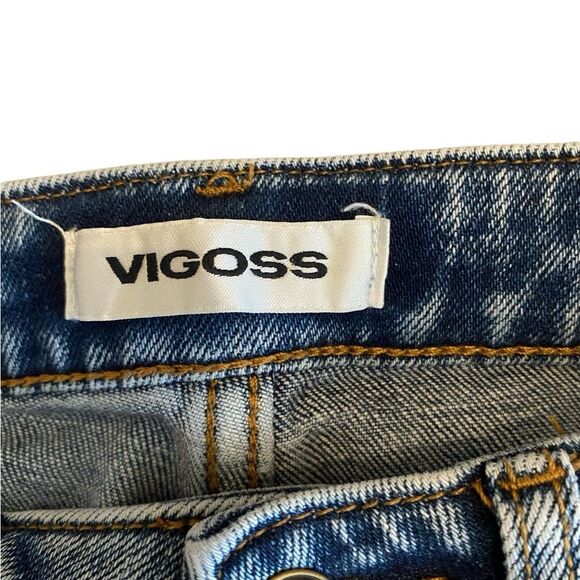 Vigoss Thompson tomboy button up mid rise distressed jeans NWOT size 24 - Picture 6 of 14